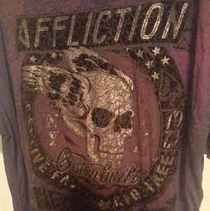 Affliction Men's Dark Purple Skull Graphic Tee